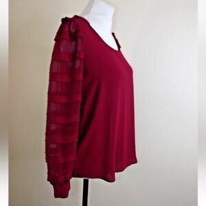 NWT LOFT Burgundy Blouse with Long Sheer Sleeves
Size Small